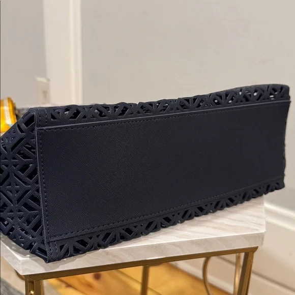 Tory Burch Bag Perforated Navy PVC Tote - Picture 9 of 14